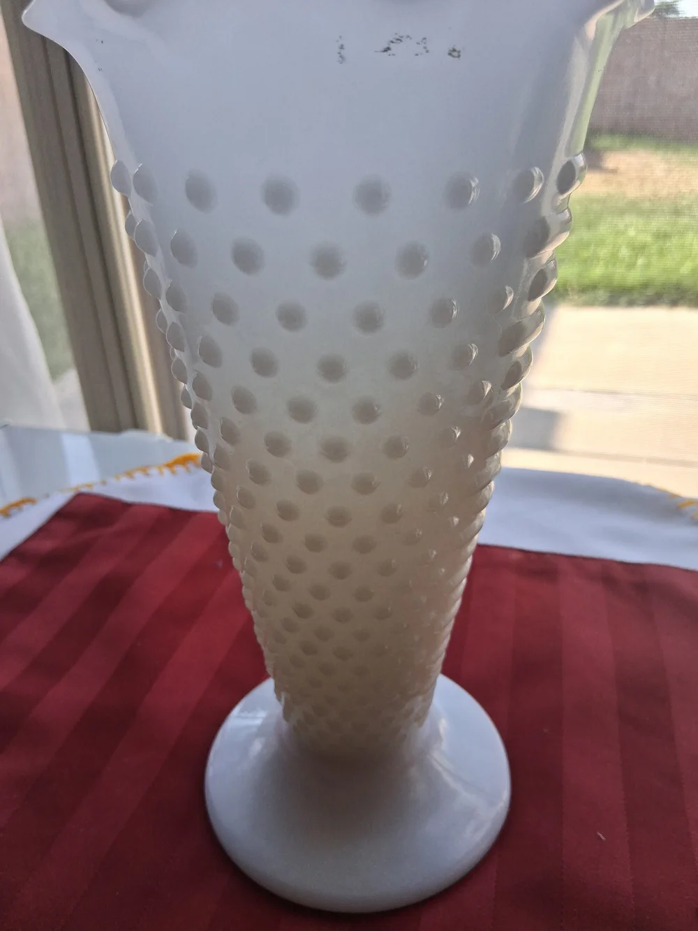 Classic White Hobnail Milk Glass Vase - Unbranded